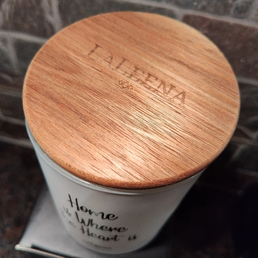 LaLeena 'Home is Where The Heart Is' White Decorative Candle, in Ocean Breeze